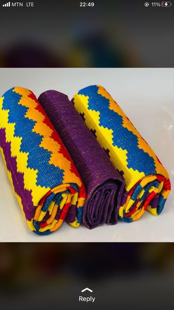 Luxurious colorful three piece kente