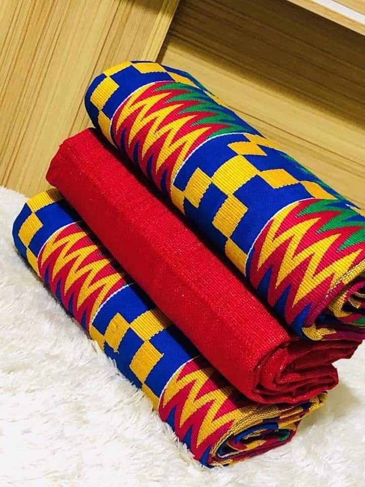 Three yards beautiful interwoven red kente