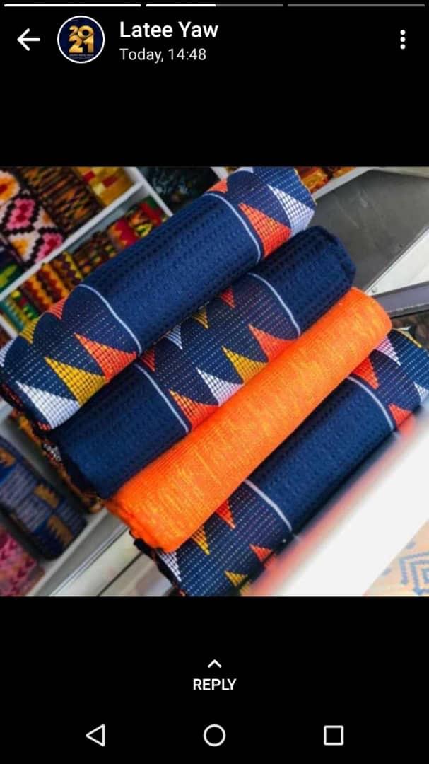 Blue and orange quality kente 6 yards